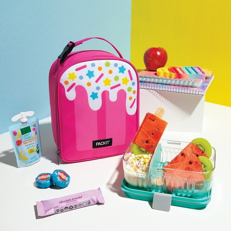 美國【PACKIT】冰酷 2.5L玩酷手提冷藏袋(草莓冰棒) - 媽媽包 - 其他材質 多色