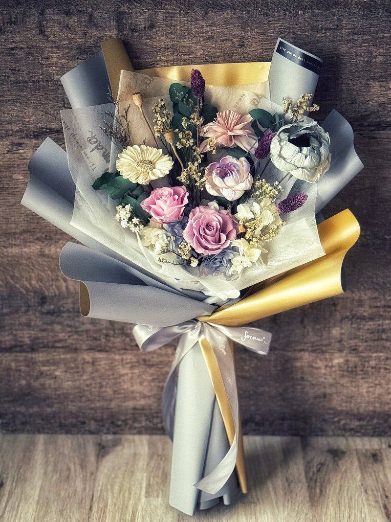 永生乾燥花束 生日禮物/情人節/母親節/畢業禮/升遷祝賀/謝師 - 乾燥花/永生花 - 植物．花 