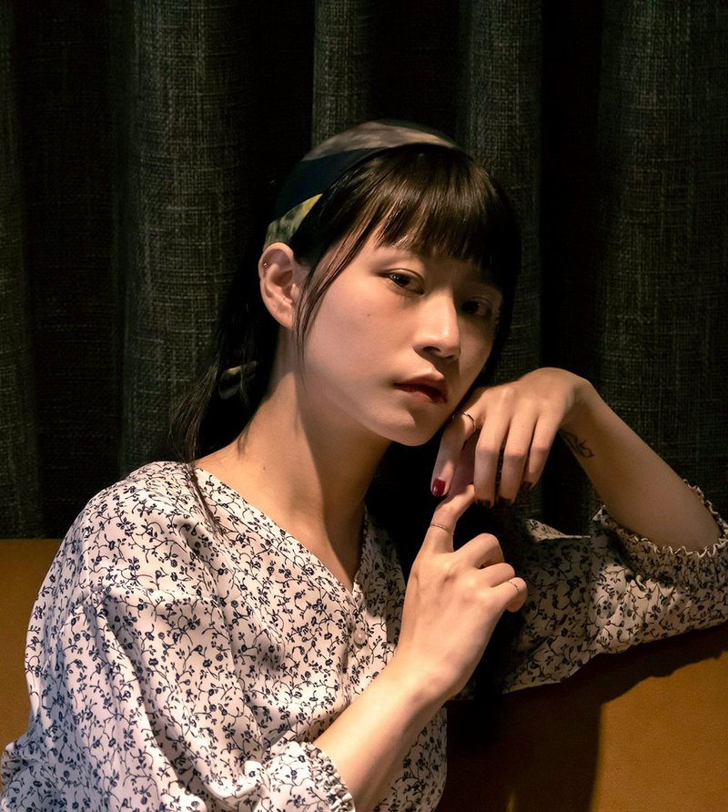Faerie 純棉黑條紋印花質感方巾髮帶 巴黎浪漫時尚日本精緻工藝 - 髮箍/髮帶 - 棉．麻 黑色