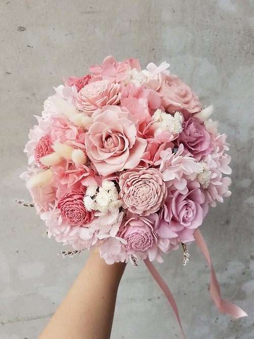 Bouquet of Dried Flowers Vintage Pink With Eternal Pink and 