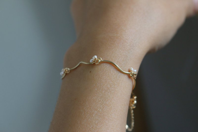 手鍊 14k包金 珍珠 - 麥克風 - - 手鍊/手環 - 寶石 白色