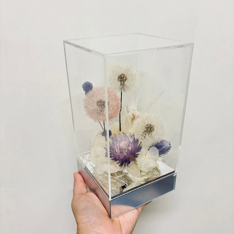 Dandelion Mirror Color Mist Purple Snow LED Night Light - Items for Display - Plants & Flowers 