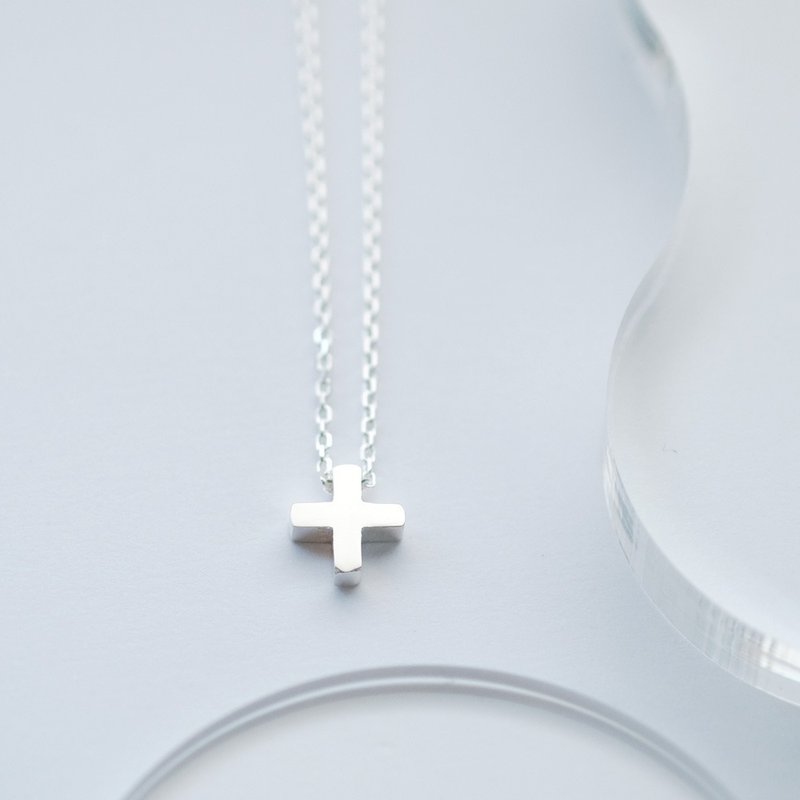 Mini cross necklace Silver 925 - สร้อยคอ - โลหะ สีเงิน