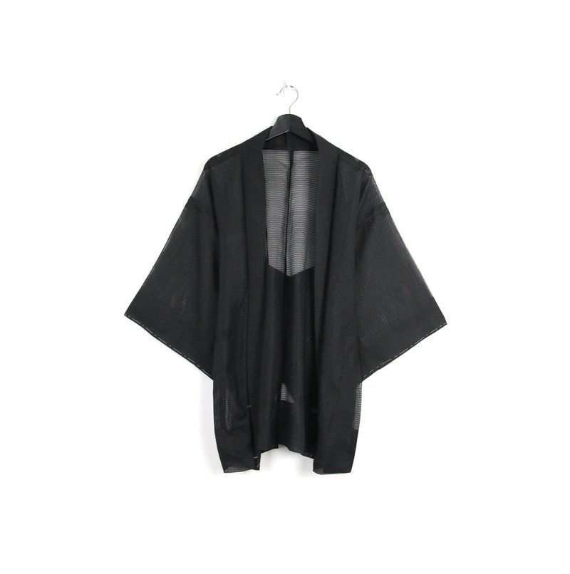 Back to Green-日本帶回羽織透膚 細緻條紋 /vintage kimono - 女大衣/外套 - 棉．麻 
