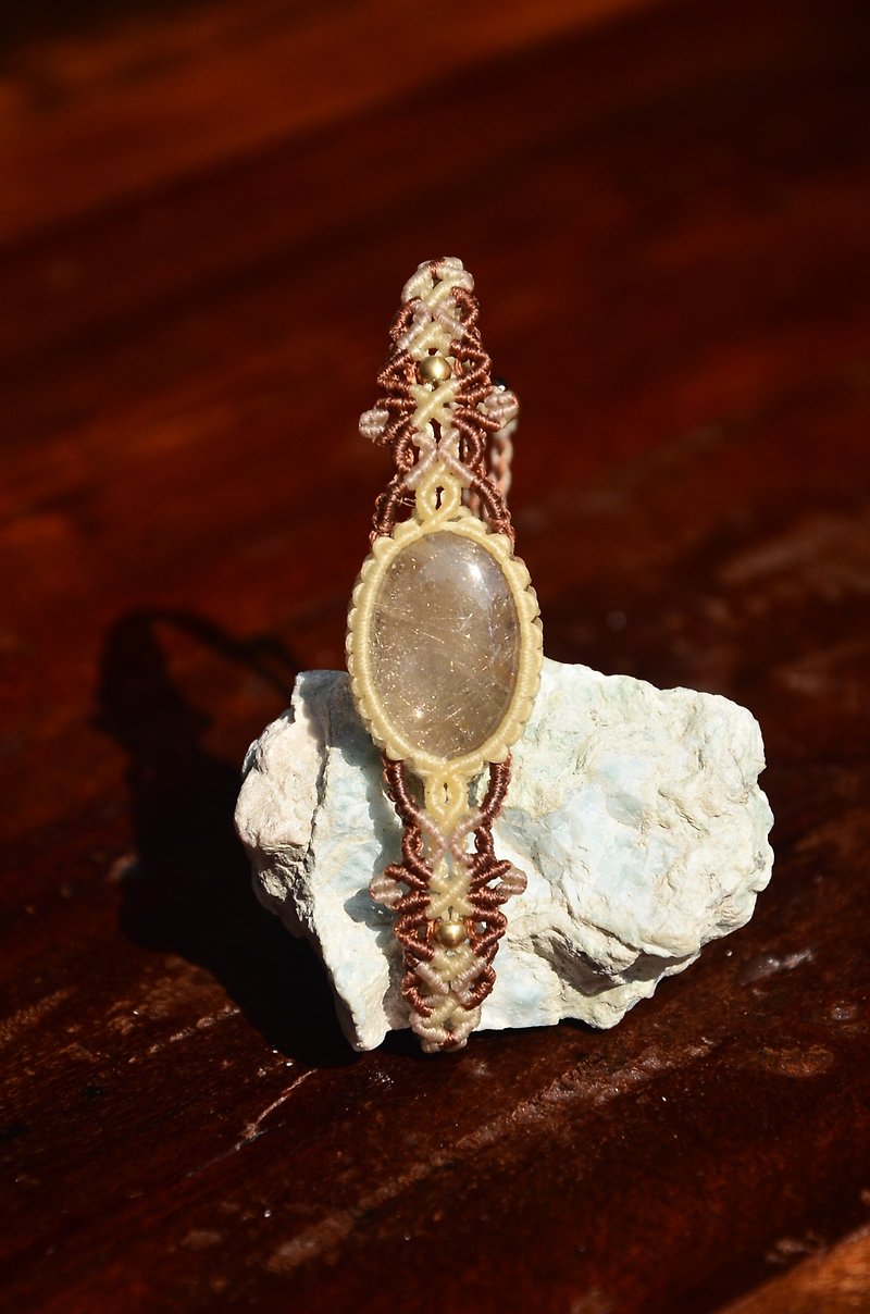 Rutilated quartz Macrame Bracelet - Bracelets - Gemstone Gold