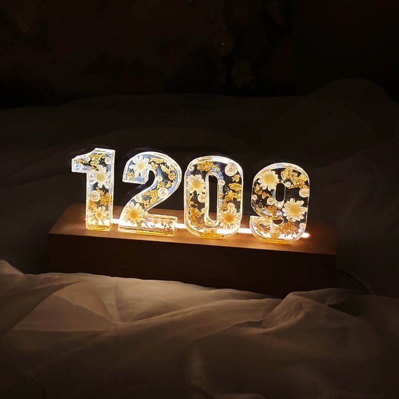 [Simple white] Customized night light dried flowers immortalized flowers birthday special anniversary USB pluggable - Lighting - Resin White