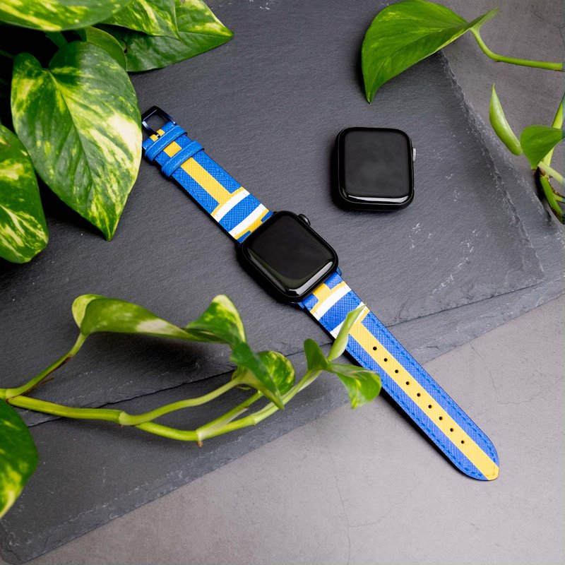 Volleyball | Apple Watch Calf Leather Watch Strap - สายนาฬิกา - หนังแท้ สีเงิน