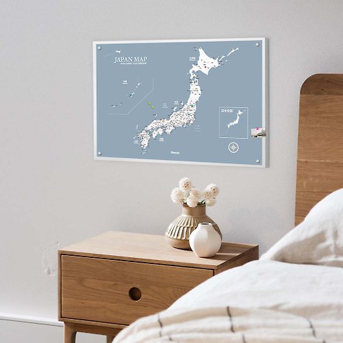 Umade 日本地圖-訂製磁吸系列海報-月白灰(客製化禮物)-單獨海報