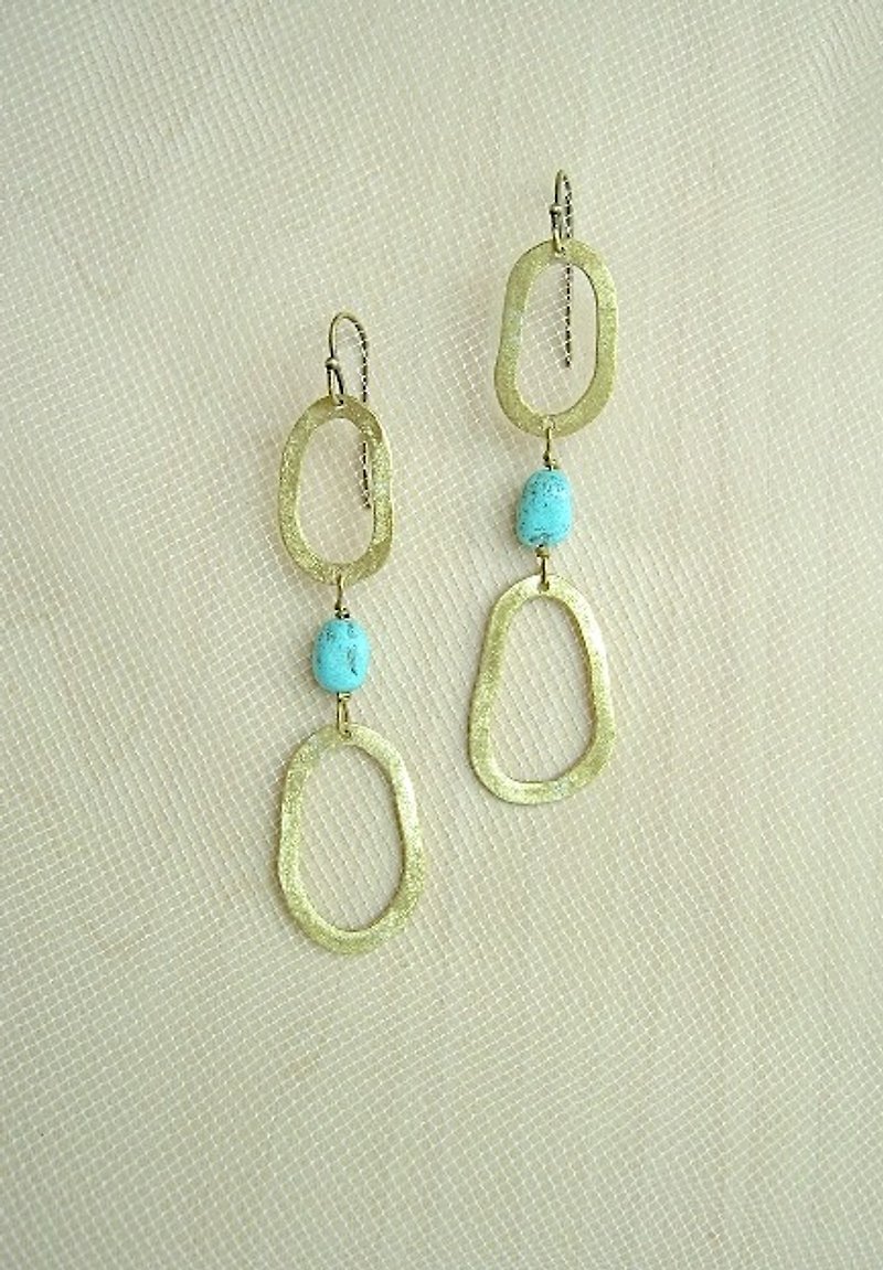 Earrings oval Stone - Earrings & Clip-ons - Other Metals Gold