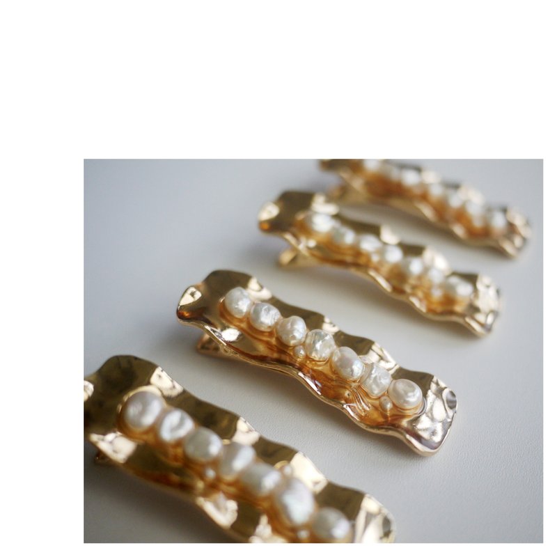 freshwater pearl gold hair clip | duckbill clip | hair clip - เครื่องประดับผม - วัสดุอื่นๆ สีทอง