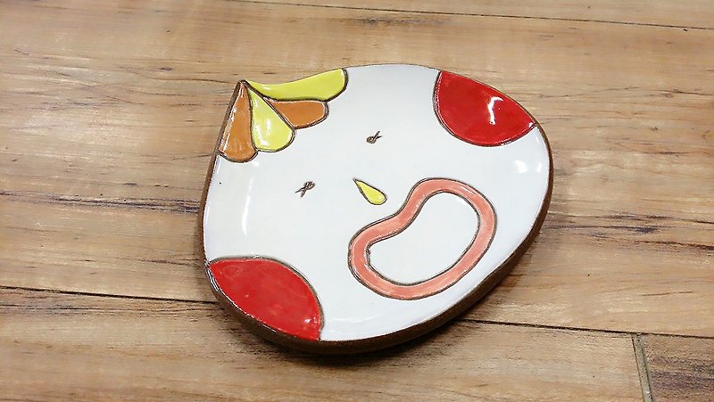 [modeling disk] red face - Small Plates & Saucers - Pottery 