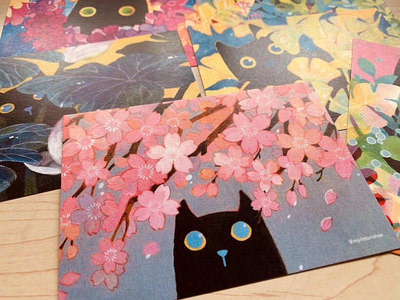 (Sensenxiu original postcard) Colorful black cat series (a set of six) - Cards & Postcards - Paper 