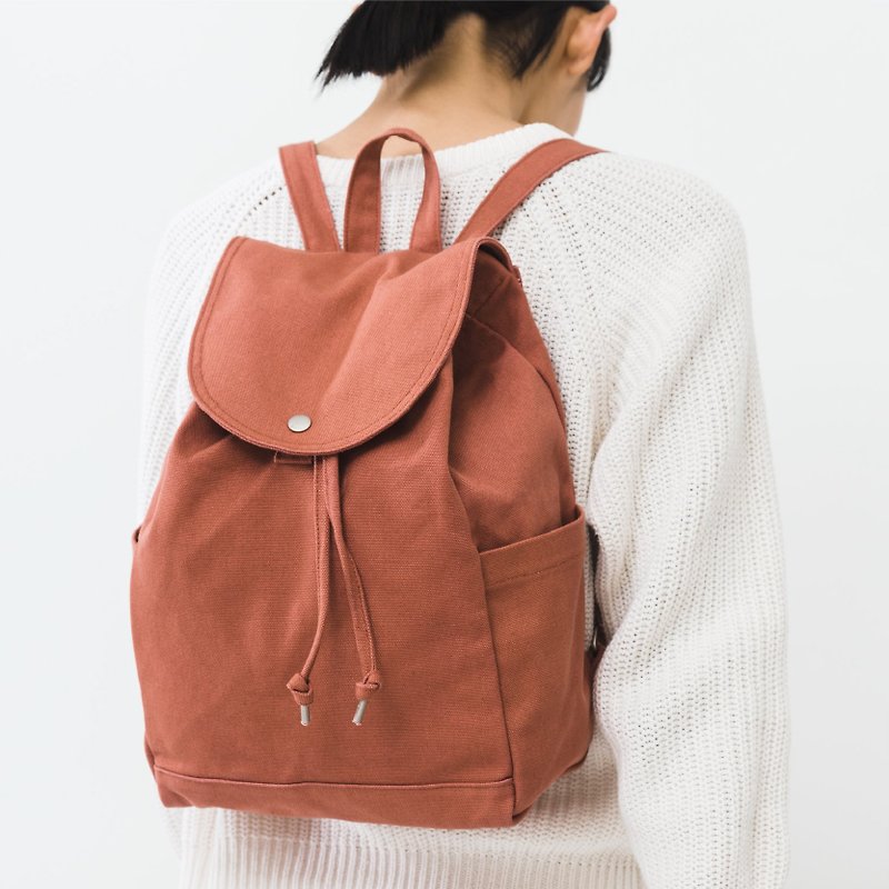 [Spring Outing Proposal] BAGGU Side Pocket Backpack-Fashion Earth Color - Backpacks - Cotton & Hemp Pink