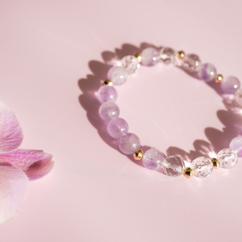 Lavender Amethyst White Crystal 14KGF Bracelet - สร้อยข้อมือ - คริสตัล 