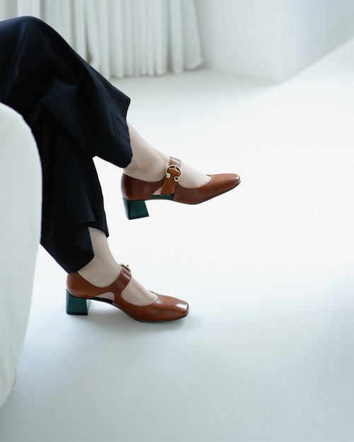 4.6 Buckle Mary Jane Heels Caramel Brown Shop HTHREE Mary Jane