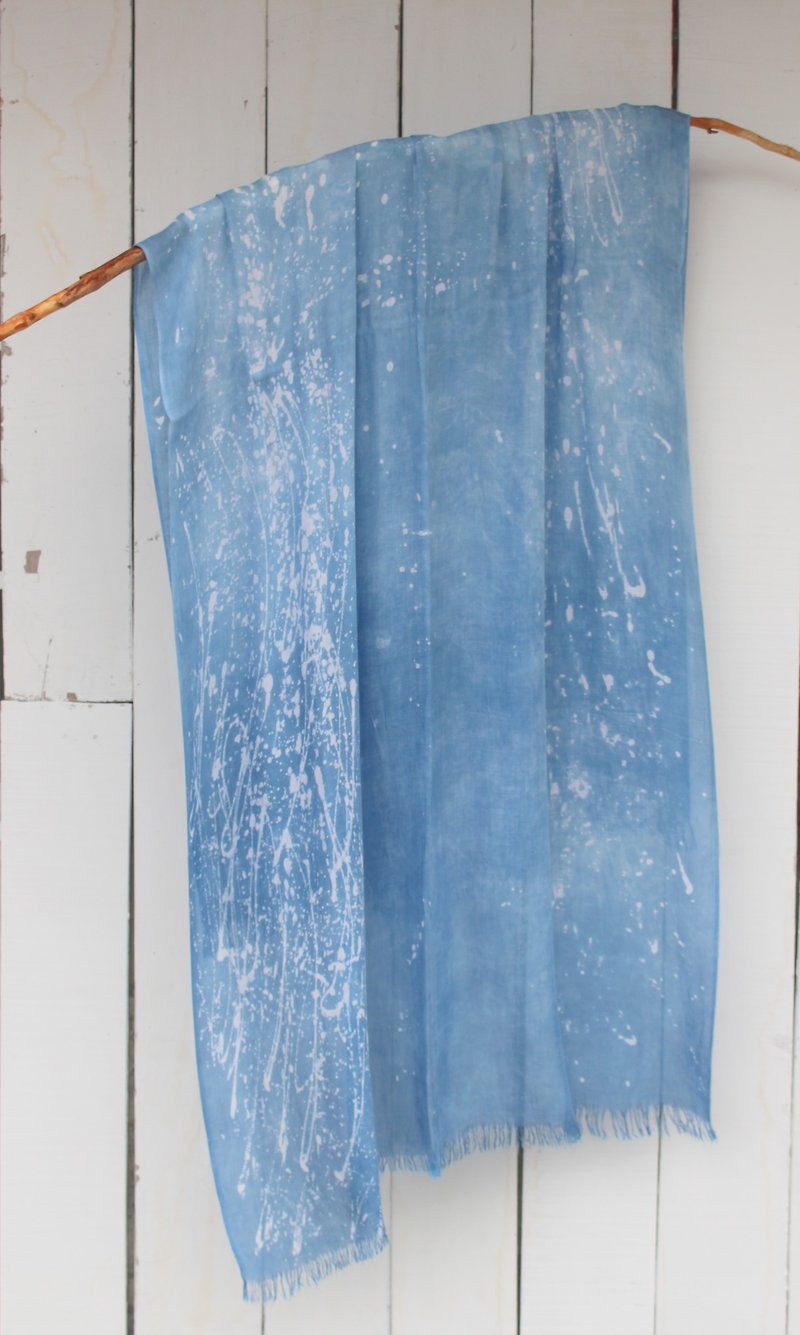 自在染isvara 藍染圍巾 宇宙系列 流形 - 絲巾 - 棉．麻 藍色