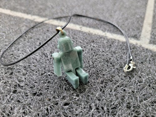 螺絲帽帽工作室 親翠 天然瓜地馬拉翡翠 冰綠機關術機器人皮繩鎖骨鏈