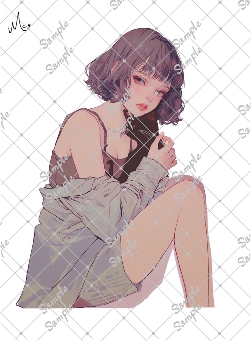 オリジナル人物ステッカー8月新作 - 貼紙 - 紙 
