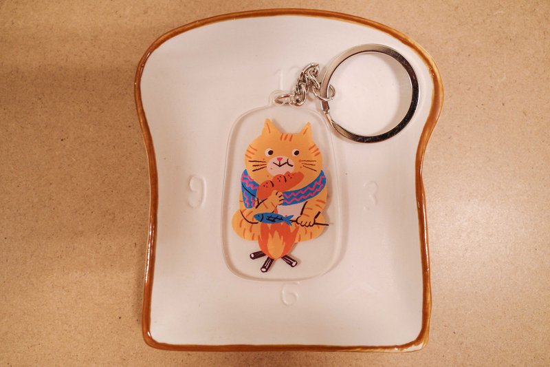 壓克力鑰匙圈 | 吃麵包的橘貓 - 鑰匙圈/鑰匙包 - 壓克力 
