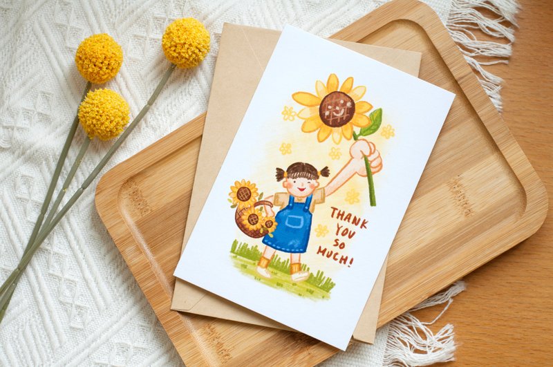 thank you card-Sunflower - การ์ด/โปสการ์ด - กระดาษ ขาว