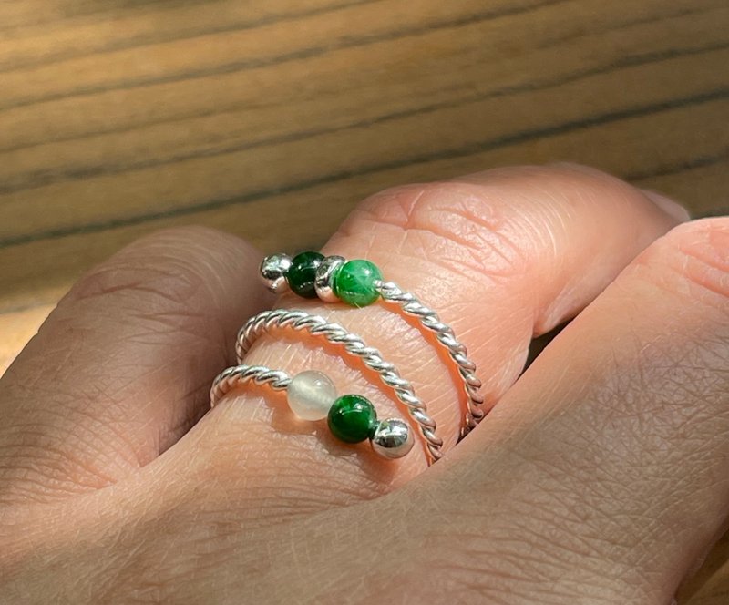 Heart Gate//Natural Jade A Grade Green White Jade 925 Silver Ring - General Rings - Jade 