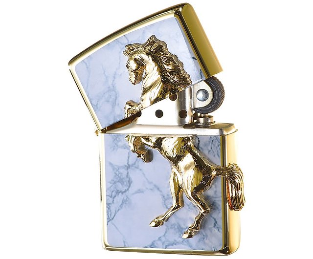 ZIPPO Official Flagship Store] Classic Horse (Marble White 
