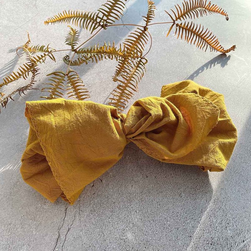 マスタードイエロージャイアント バタフライ ヘアバンド - ヘアバンド．カチューシャ - コットン・麻 オレンジ