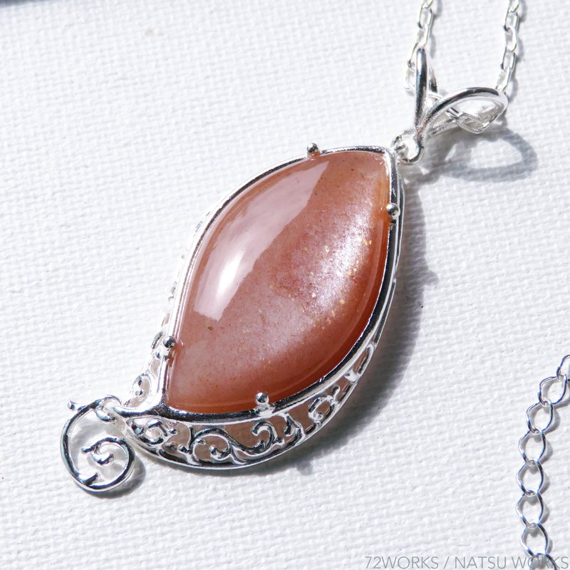 ピーチムーンストーン ネックレス  Moonstone Necklace - 項鍊 - 寶石 粉紅色