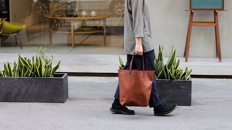 Brown goatskin tote bag - Messenger Bags & Sling Bags - Genuine Leather Brown