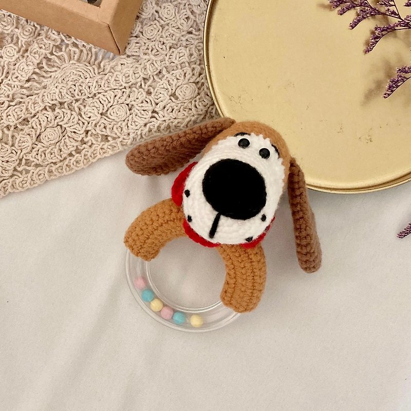 かぎ針編みの犬の手ガラガラ赤ちゃんのおもちゃ Miyue ギフト ボックス - 知育玩具・ぬいぐるみ - コットン・麻 ブラウン