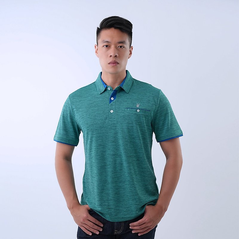Men's Moisture Wicking and Anti-UV Functional POLO Shirt GS1037 (M-6L Large Size) / Green - ชุดกีฬาผู้ชาย - เส้นใยสังเคราะห์ สีเขียว