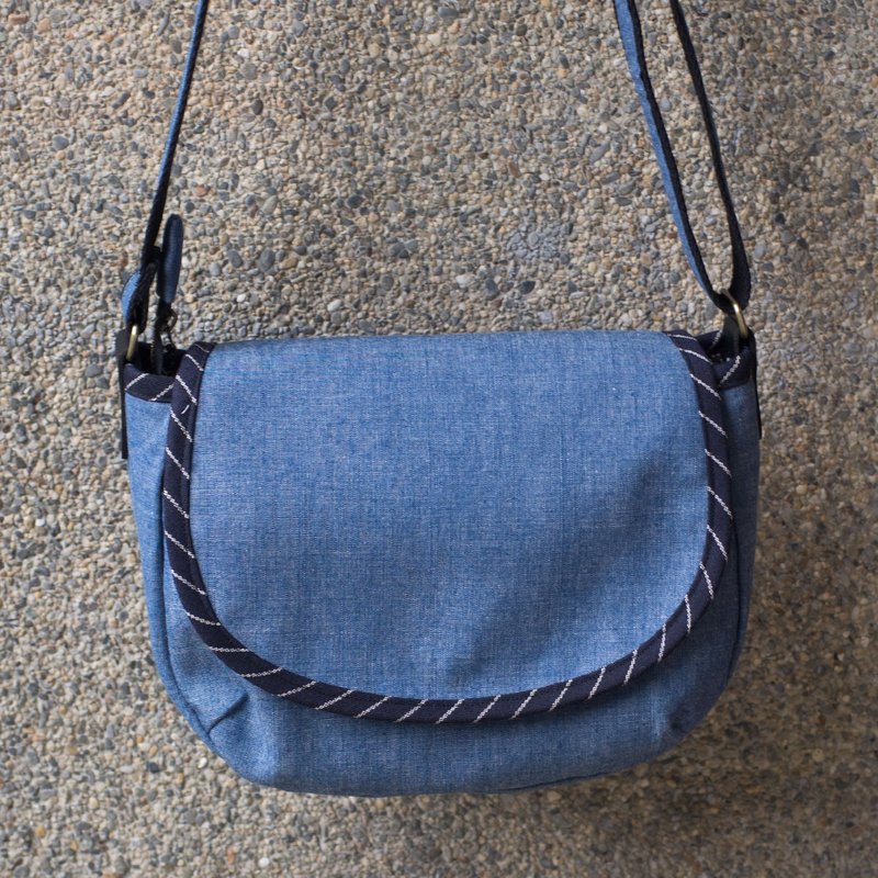 愛地球手作包*休閒側背包 | 訂製 - 側背包/斜背包 - 棉．麻 藍色