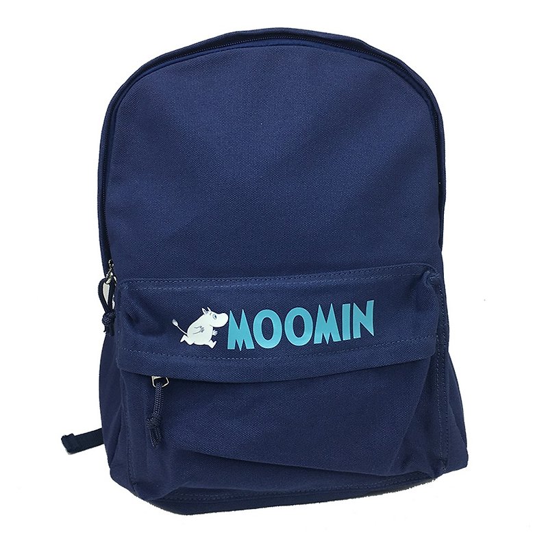 Authorized by Moomin-New zipper backpack (Navy) - กระเป๋าเป้สะพายหลัง - ผ้าฝ้าย/ผ้าลินิน สีน้ำเงิน