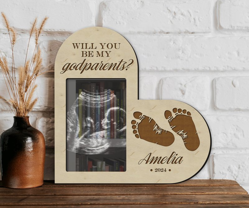 Custom Godmother & Godfather proposal frame Personalized picture frame - 相框/畫框 - 木頭 白色