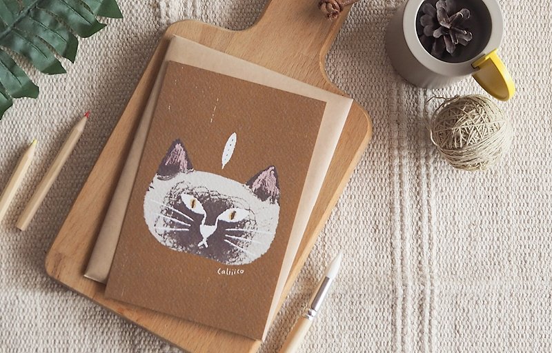 โปสการ์ดลายแมว - การ์ด/โปสการ์ด - กระดาษ สีนำ้ตาล