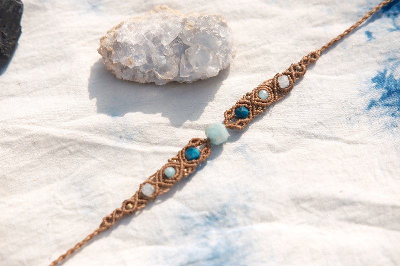 天然石編みブレスレット // アマゾナイト | ブルータイガーアイ | アクアマリン - ブレスレット - クリスタル 