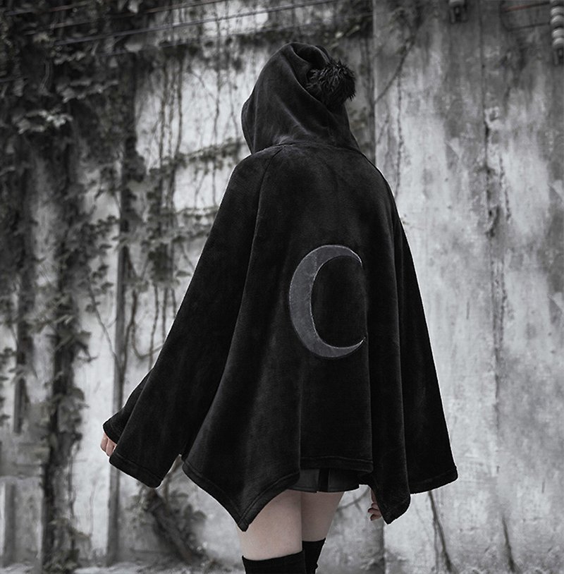 月亮女巫斗篷式外套 - 外套/大衣 - 其他材質 黑色
