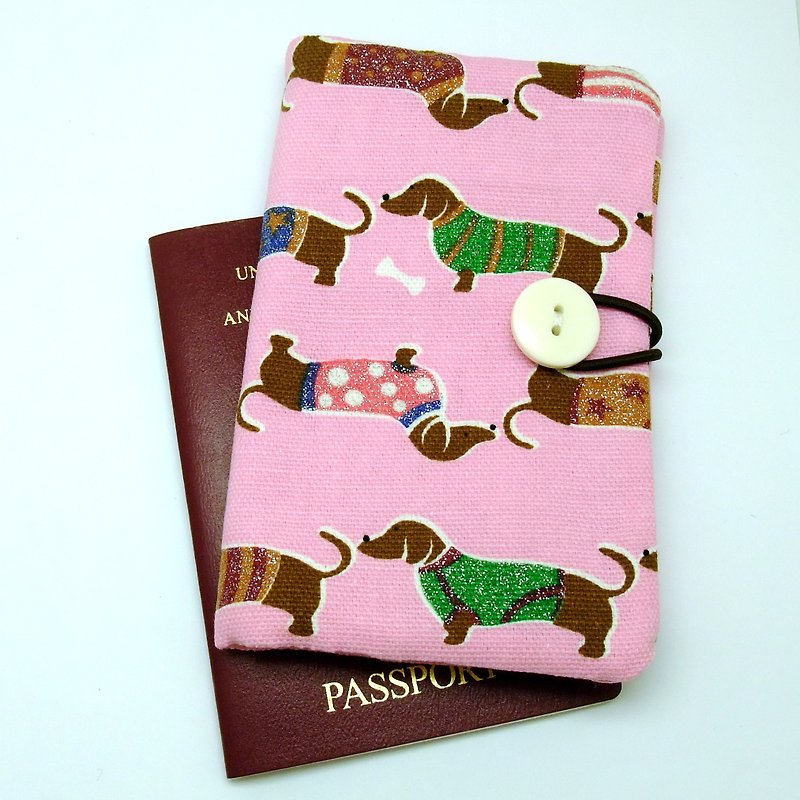 護照布套, 保護套, 護照夾 (PC-5) - 護照套 - 棉．麻 粉紅色