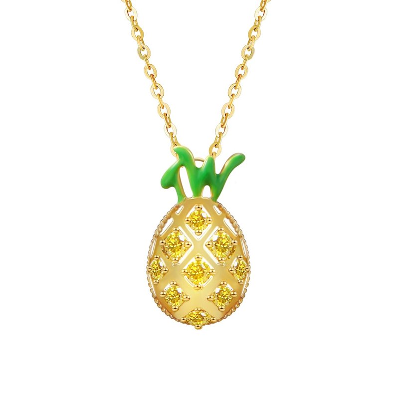 Metasoul Gold Want Want Pineapple Necklace - สร้อยคอ - เงินแท้ สีเหลือง