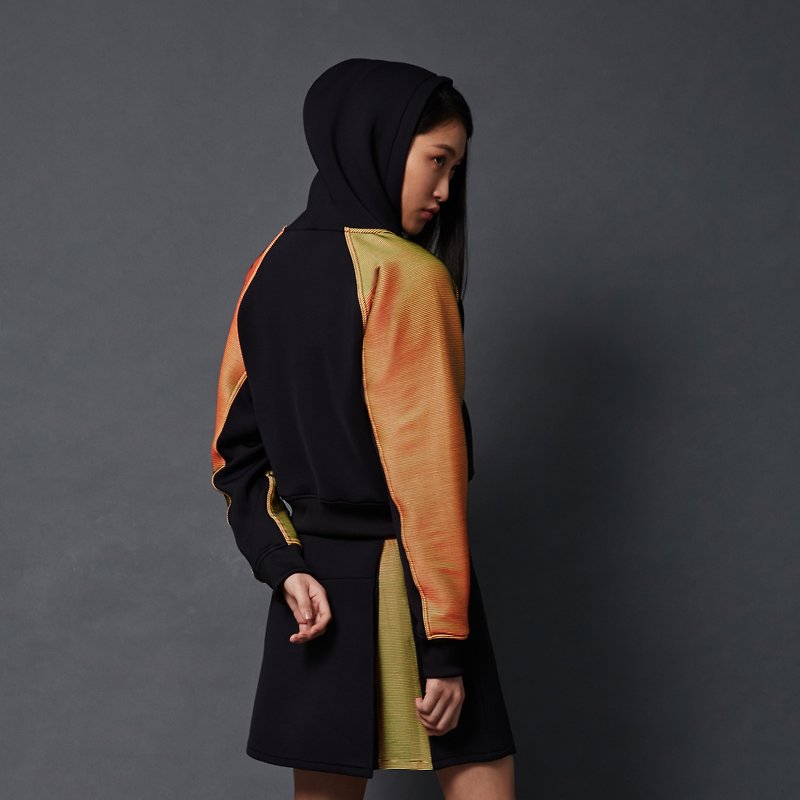 ColorFlow 短版連帽外套 (立體橘金) - 女大衣/外套 - 其他材質 金色