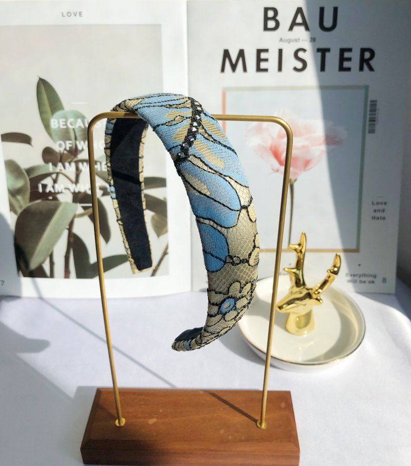 中国の風水インクカラーダイヤモンドヘッドバンド - ヘアバンド．カチューシャ - ダイヤモンド ブルー