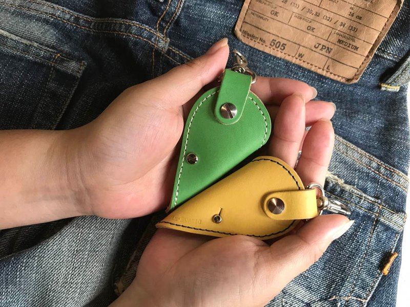 INITY 新鮮檸檬和青檸 Ainity Hearts 鑰匙包 INK-PAIR3 - 鑰匙圈/鑰匙包 - 真皮 綠色