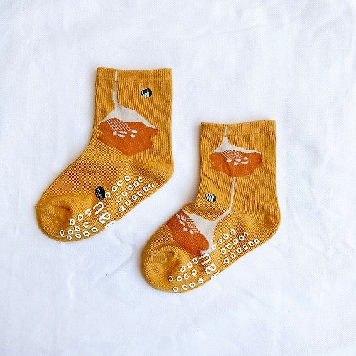 needo socks KIDS 濱紫草 3:4 /黃/ 止滑 童襪