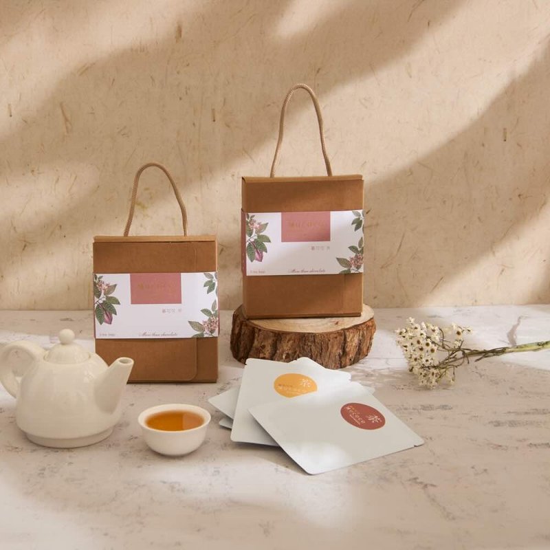【伴娘禮】莊園可可茶禮盒 X 3盒  5顆米餅 | 100%屏東可可 - 茶葉/茶包/水果茶 - 新鮮食材 粉紅色