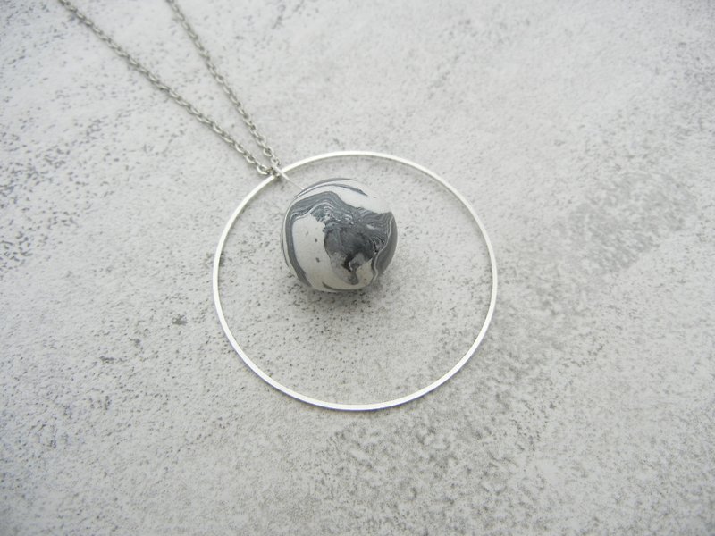 *coucoubird*Grey Planet Large Ring Necklace - Necklaces - Clay Gray