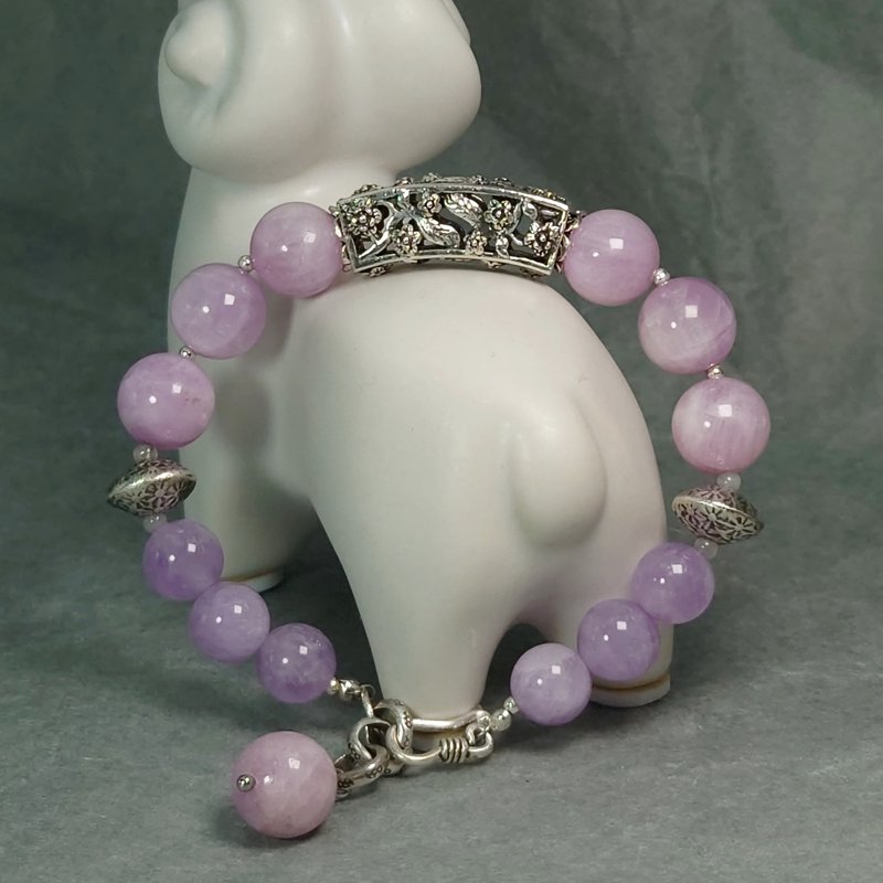 Bracelet, Kunzite, Amethyst, White Agate, Sterling Silver, Handmade Jewelry - Bracelets - Gemstone 