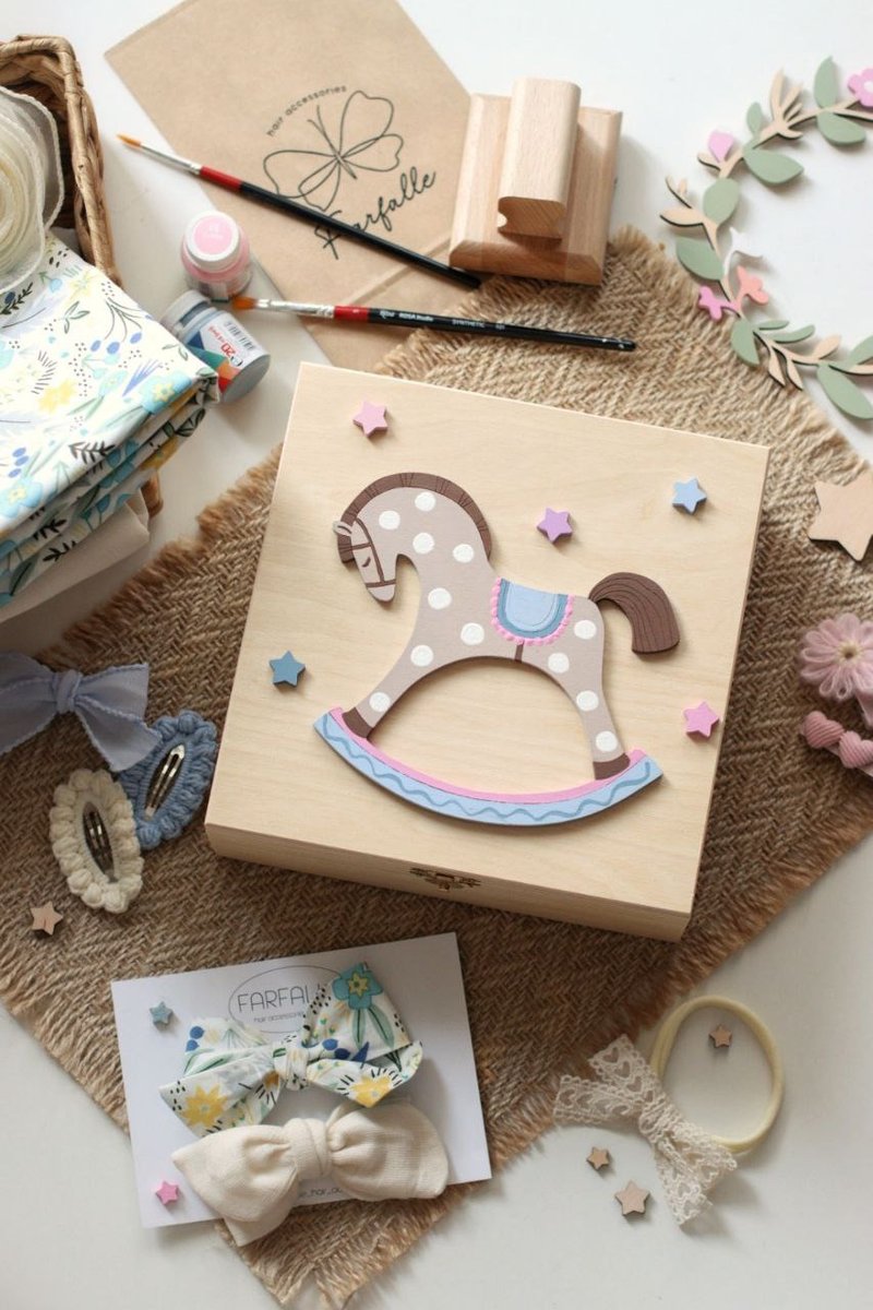 用於存放配件的木盒收納盒。裝飾 - 搖馬 - 其他 - 木頭 多色