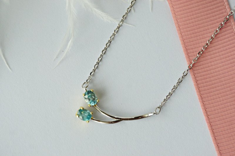 Natural Blue Zircon Necklace Silver925. - 項鍊 - 純銀 藍色