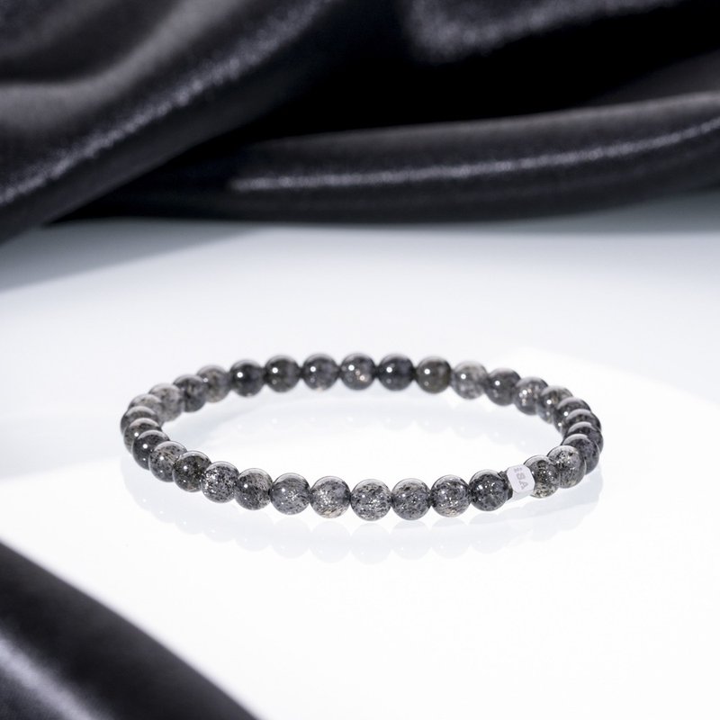 Silver Sun | Natural Energy Bracelet 5-6mm - Bracelets - Crystal Black