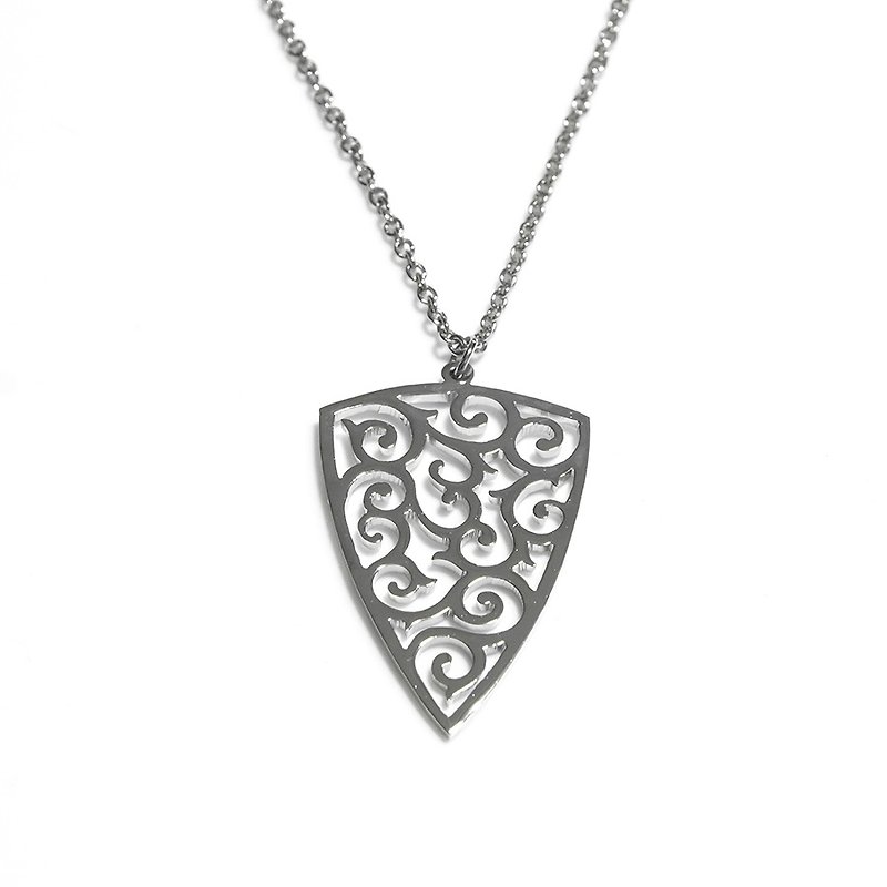 Decorative pattern in arrow shape pendant - Necklaces - Other Metals Silver